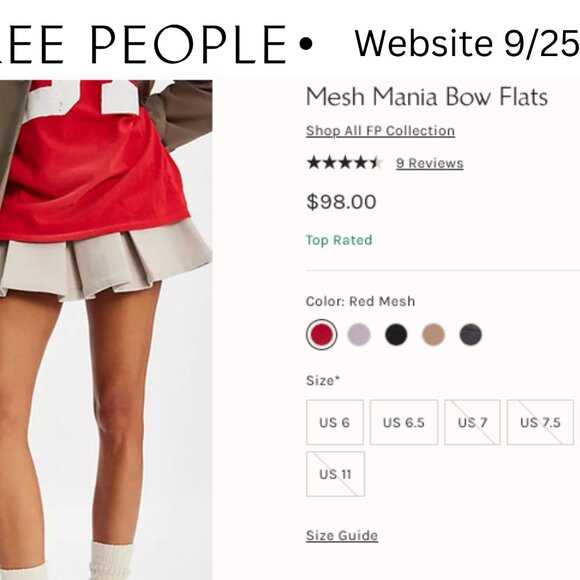 Free People Bow Mania  Leather Flats Ballet Shoes in Red NIB NEW Sz 9 $98 MSRP - Picture 3 of 10